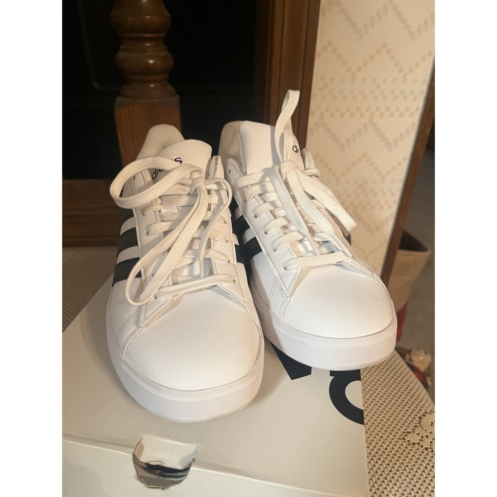 Adidas Grand Court 2.0 GW9214 White/Blk Cloudfoam Shoes Women's Size 8-Worn Once - Picture 6 of 8